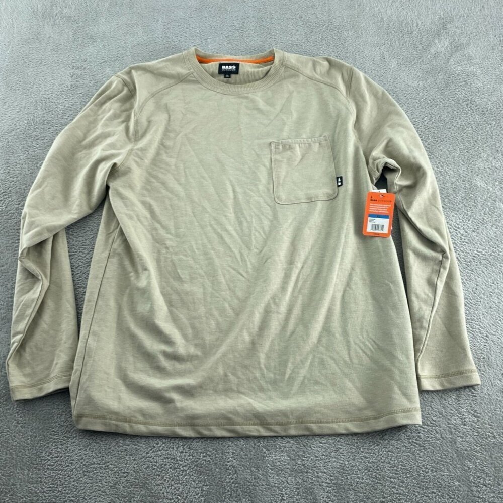 Bass Outdoor XL Long Sleeve Pocket Tee In Trench Coat Color NWT 5842